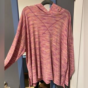 Women’s Knit Hooded Pullover Top - Pink Multi